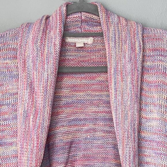 Woman Within Plus Size 1X Marled Pastel Pink Space Dye Drape Cardigan Soft Girl - Picture 3 of 9